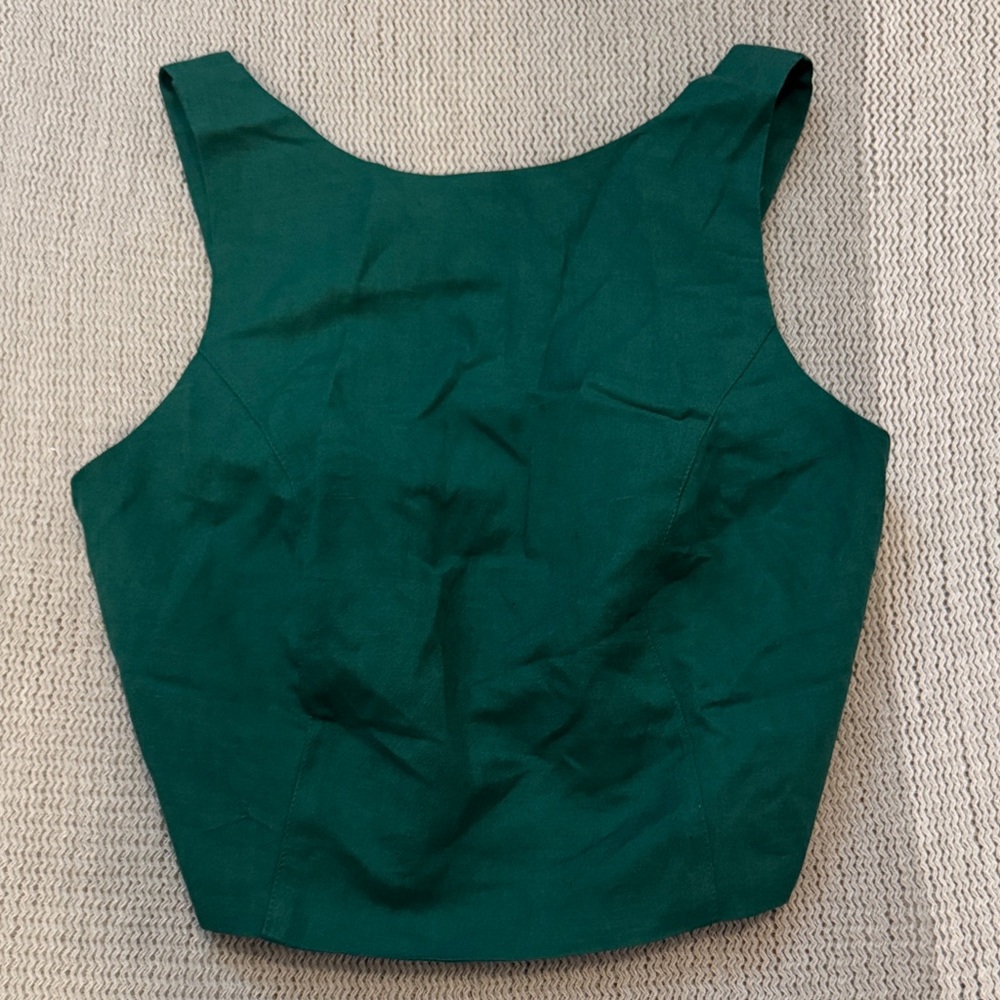 Brand BWT LOFT Emerald Green Scoop Back Crop Top size 2